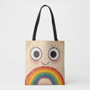 HAPPY FACE RAINBOW TOTE BAG