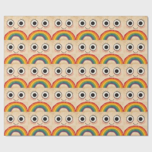 HAPPY FACE RAINBOW WRAPPING PAPER