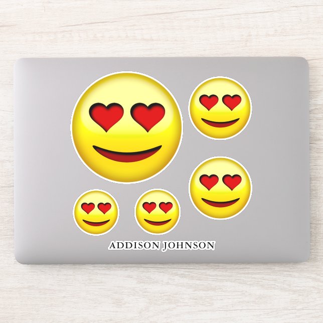 Happy Face Red Heart Eyes Collection Add Name 8