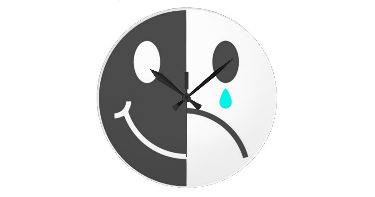 Happy Face Sad Face Wall Clock
