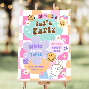 Happy Face Smile Checkered Birthday Foam Board