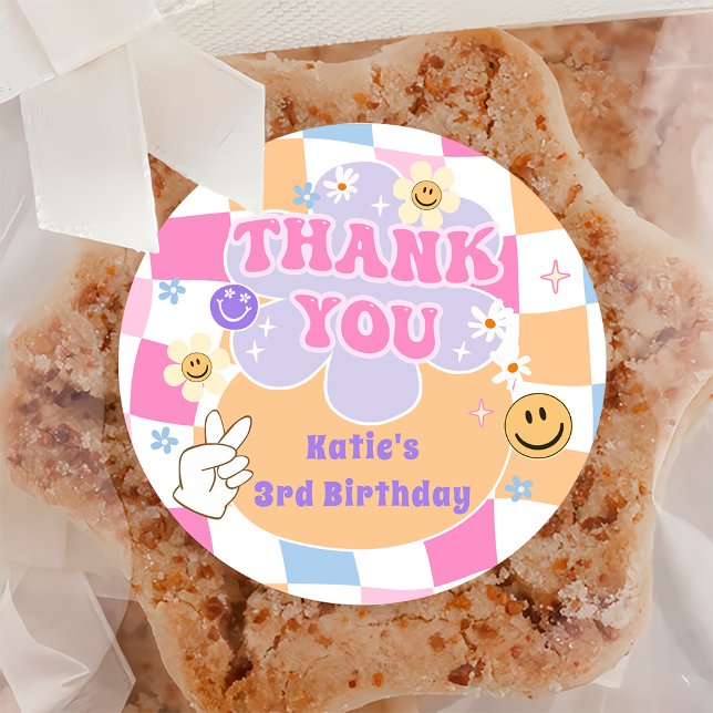 Happy Face Smile Checkered Birthday Sticker (Creator Uploaded)