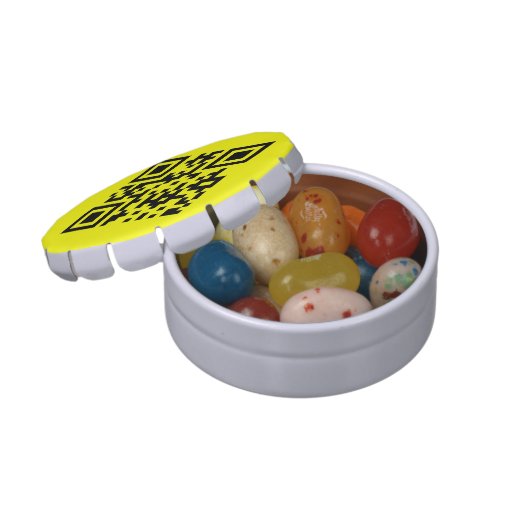 ☺ Happy Face Smiling Emoji -- QR Code Jelly Belly Candy Tin (Opened)
