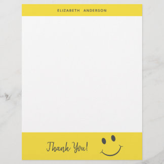 Happy Face Smiling Thank You Add Name Letterhead