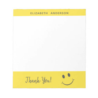 Happy Face Smiling Thank You Add Name Notepad