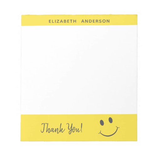 Happy Face Smiling Thank You Add Name Notepad