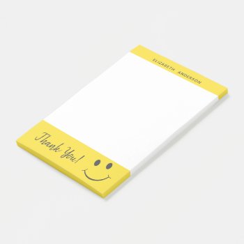 Happy Face Smiling Thank You Add Name Post-it Notes by ironydesigns at Zazzle