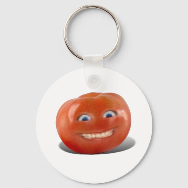 Happy Face Smiling Tomato Keychain (Front)