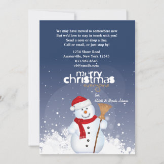 Happy Face Snowman Holiday Moving Announcement