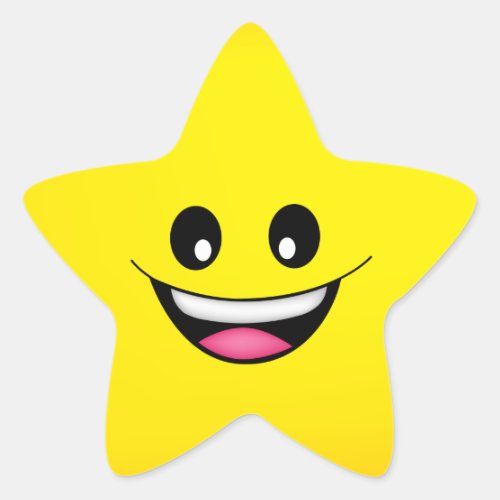 Happy Face Star Sticker