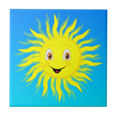 Happy Face Sunshine Ceramic Tile