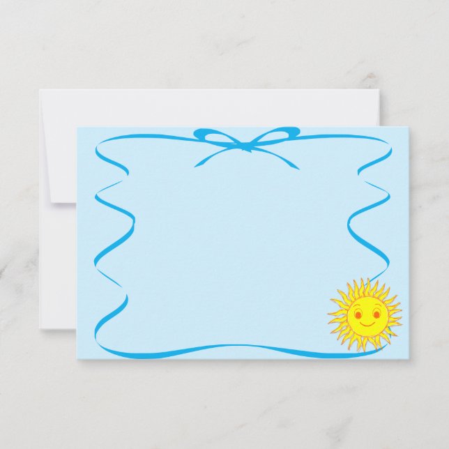 Happy Face Sunshine Ribbon Drawing Note Card (Front)