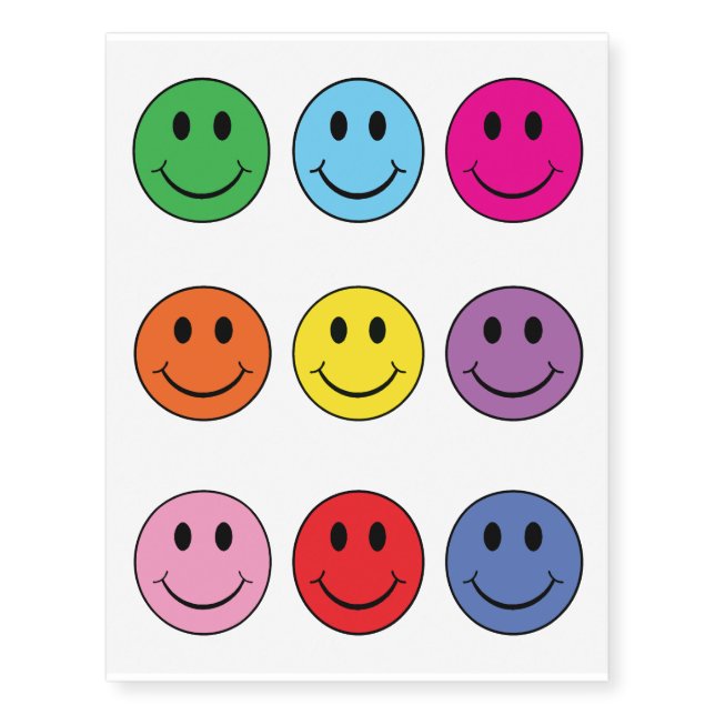Happy Face Temporary Tattoos (Front)