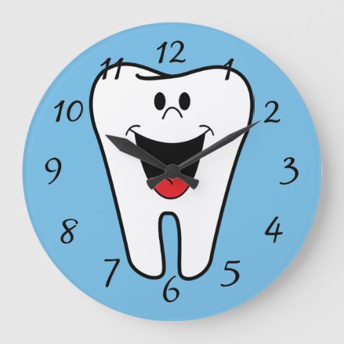 Happy face tooth large clock