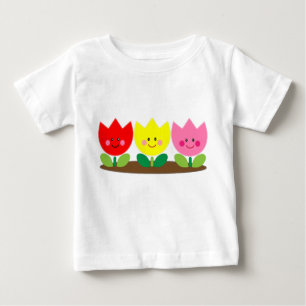 Happy Face Tulip Flowers Garden art T-Shirt