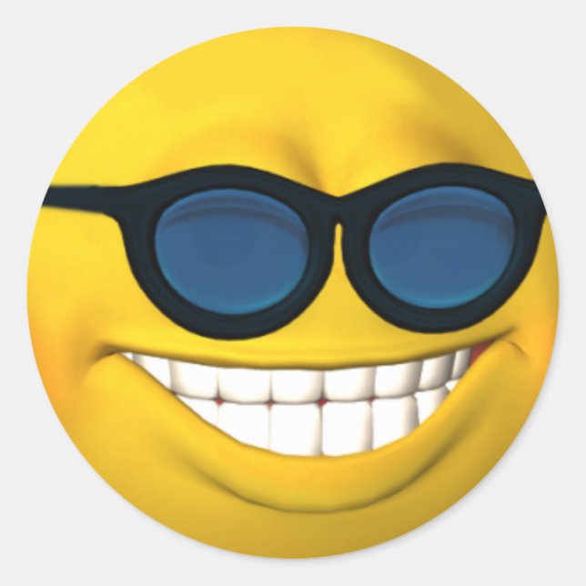 Happy Face With Sunglasses Sticker (Front)