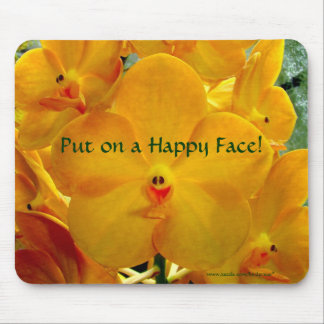 Happy Face Yellow Orchids Mouse Pad