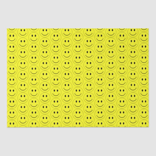 Happy Face Yellow Pattern Tissue Paper (Front)