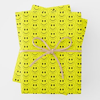 Happy Face Yellow Pattern Tissue Paper by ironydesigns at Zazzle