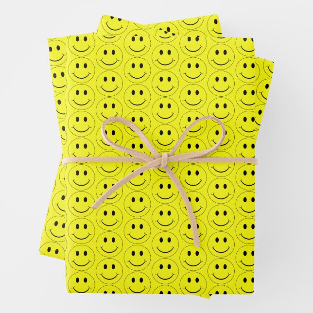 Happy Face Yellow Pattern Tissue Paper (In situ)