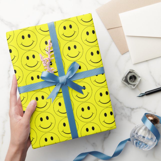 Happy Face Yellow Pattern Wrapping Paper (Gifting)
