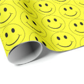Happy Face Yellow Pattern Wrapping Paper (Roll Corner)