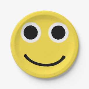 Happy Face Yellow Smiling Emoticon Emoji Paper Plates