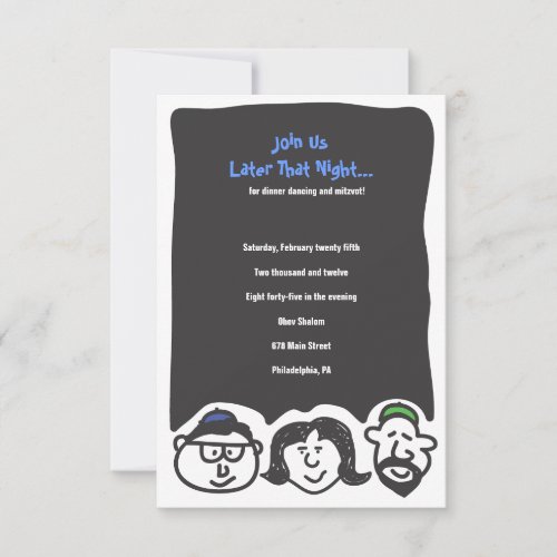 HAPPY FACES Bar Bat Mitzvah Invitation Party Card