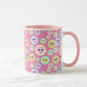 Happy faces in pastel - fun and cute mug