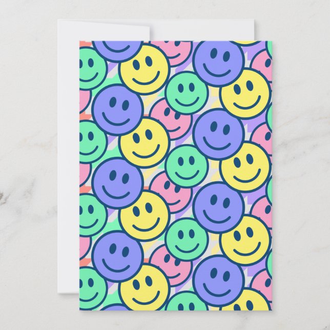 Happy faces -  pastel colors invitation (Front)