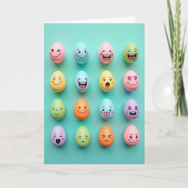 Happy Faces Pastel Egg Card (Front)