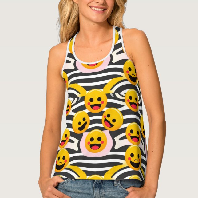 Happy Faces Pop Pattern Tank Top (Front)