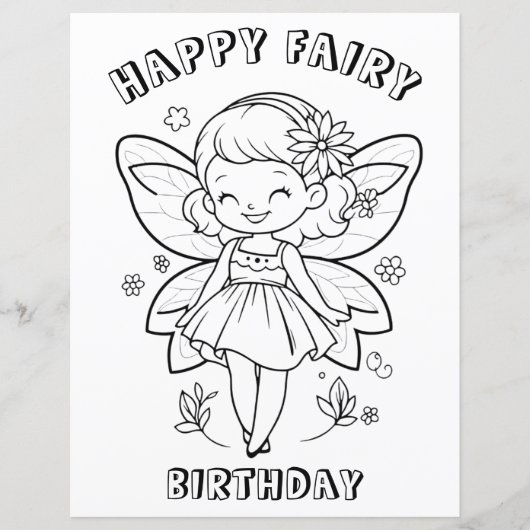Happy fairy birthday party activity (Front)