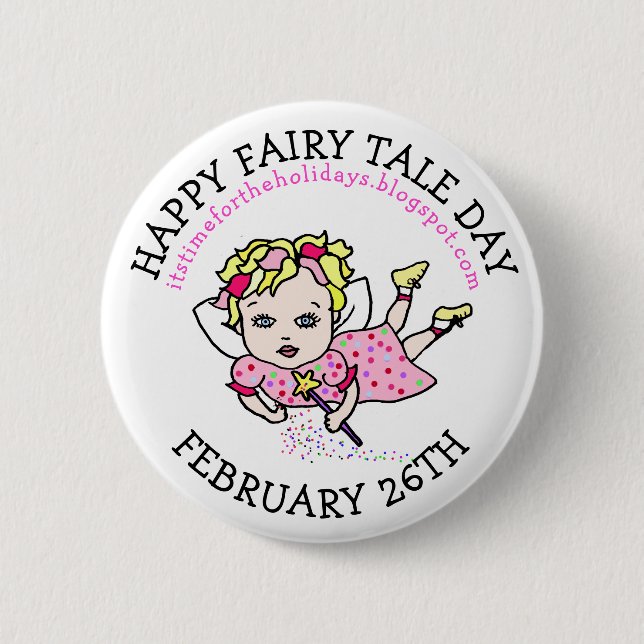 Happy Fairy Tale Day } February 26th Button (Front)