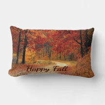 Happy Fall Autumn Colored Road pillow