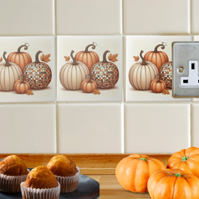 Happy Fall Autumn colorful Pumpkins Ceramic Tile (Happy Fall Autumn colorful Pumpkins Ceramic Tile)