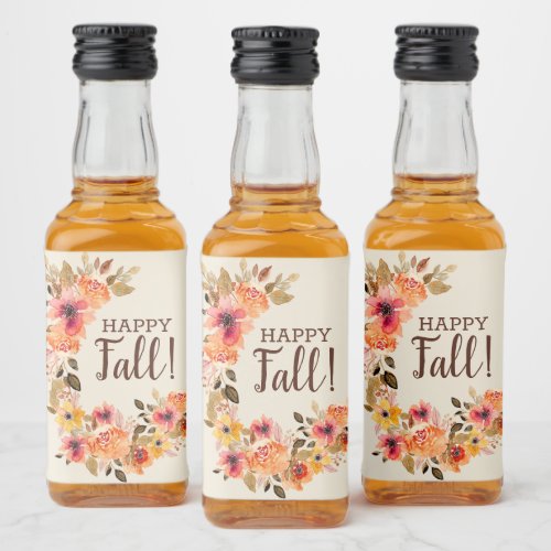 Happy Fall Autumn Floral Swag Mini Liquor Bottle Label