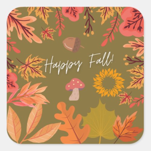 Happy Fall Autumn Leaves and Forest Gifts Square Sticker