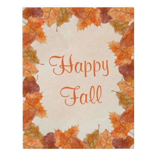 Happy Fall Autumn Leaves Decor Canvas Print