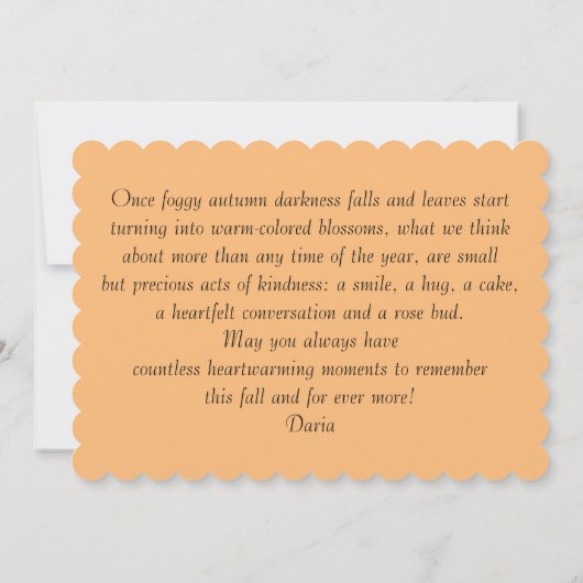 Happy Fall/Autumn Season card or invitation (Back)