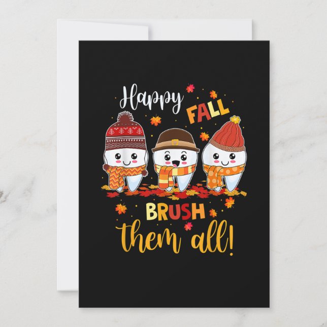 Happy Fall Brush Them All Dental Dentist Squad Tha Holiday Card (Front)