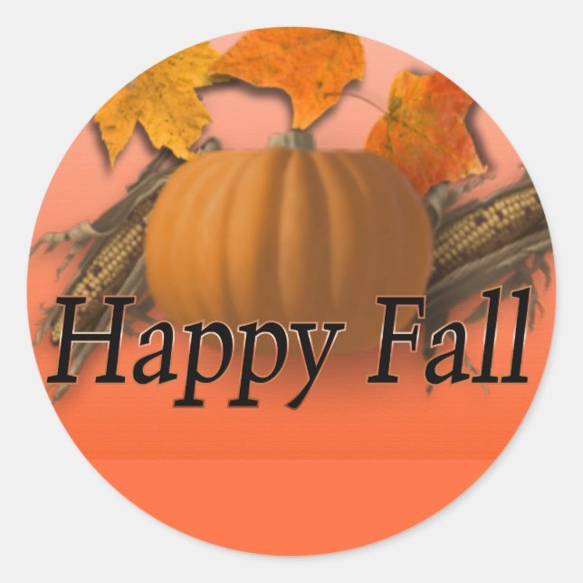 Happy Fall Classic Round Sticker (Front)