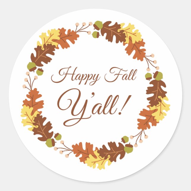 Happy Fall Classic Round Sticker (Front)