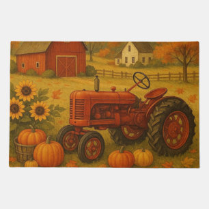 Happy fall classic tractor and farm doormat