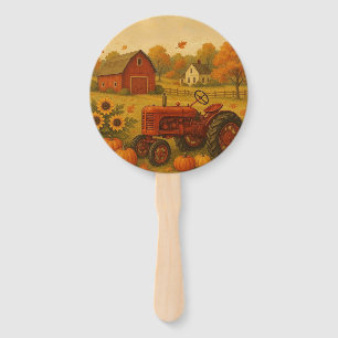 Happy fall classic tractor and farm hand fan