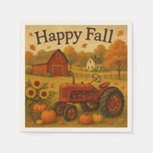 Happy fall classic tractor and farm napkins