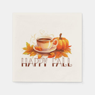Happy Fall Coffee Pumpkin Napkins