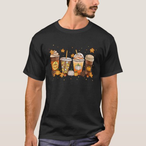 Happy Fall Coffee Pumpkin Spice Coffee Latte Fall  T_Shirt