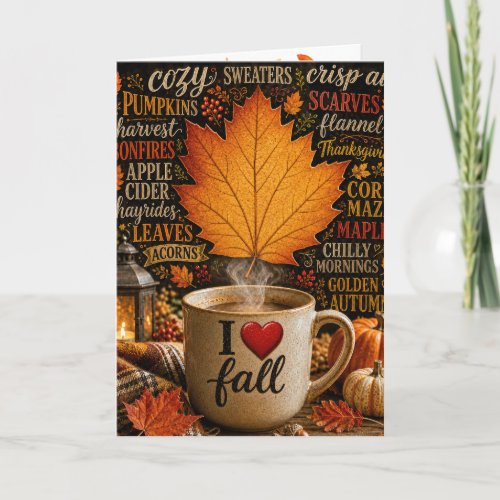 Happy Fall Coffee with Word Cloud Card