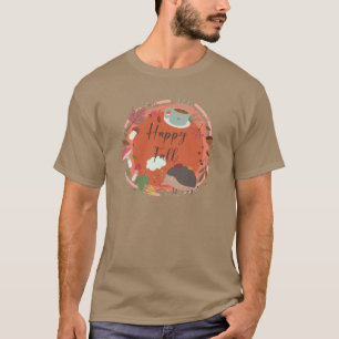 Happy Fall Cozy Hedgehog Autumn Season T-Shirt